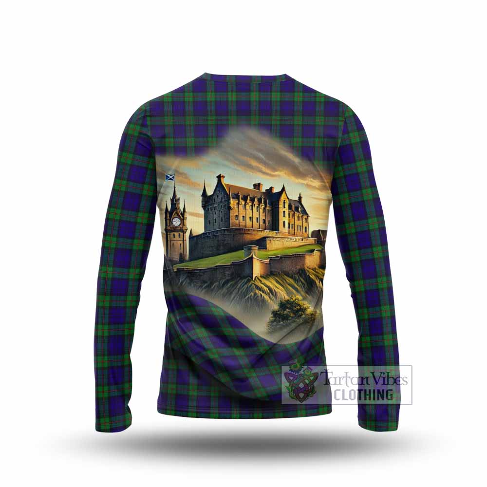 Tartan Vibes Clothing MacKinlay (McKinlay) Tartan Family Crest Long Sleeve T-Shirt with Scottish Ancient Castle Style