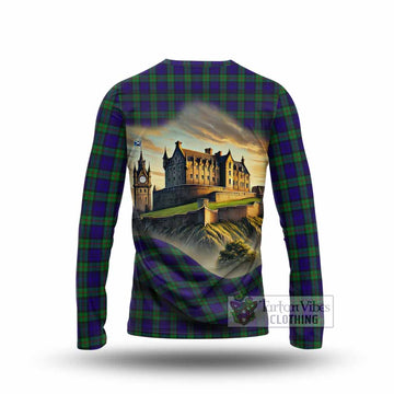 Tartan Vibes Clothing MacKinlay (McKinlay) Tartan Family Crest Long Sleeve T-Shirt with Scottish Ancient Castle Style