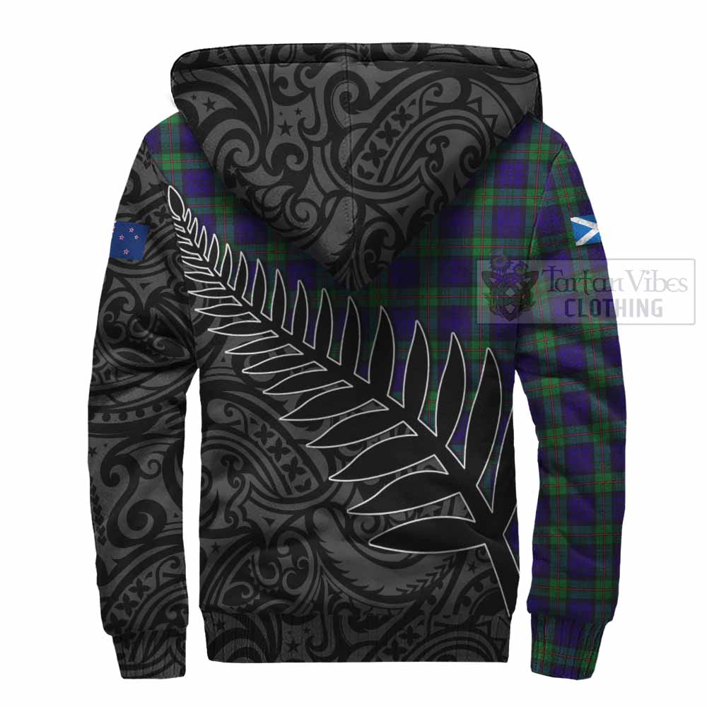 Tartan Vibes Clothing MacKinlay (McKinlay) Crest Tartan Sherpa Hoodie with New Zealand Silver Fern Half Style