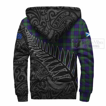 Tartan Vibes Clothing MacKinlay (McKinlay) Crest Tartan Sherpa Hoodie with New Zealand Silver Fern Half Style