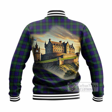 Tartan Vibes Clothing MacKinlay (McKinlay) Tartan Family Crest Baseball Jacket with Scottish Ancient Castle Style