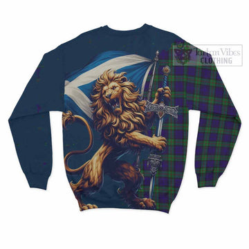 Tartan Vibes Clothing MacKinlay (McKinlay) Tartan Family Crest Sweatshirt with Scottish Majestic Lion