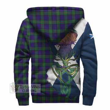 Tartan Vibes Clothing MacKinlay (McKinlay) Tartan Family Crest Sherpa Hoodie Scottish Thistle Celtic Inspired
