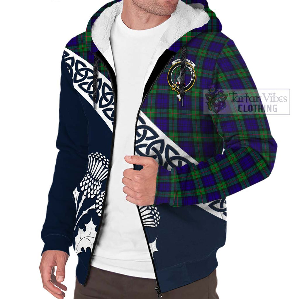 Tartan Vibes Clothing MacKinlay (McKinlay) Tartan Sherpa Hoodie Featuring Thistle and Scotland Map