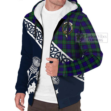 Tartan Vibes Clothing MacKinlay (McKinlay) Tartan Sherpa Hoodie Featuring Thistle and Scotland Map