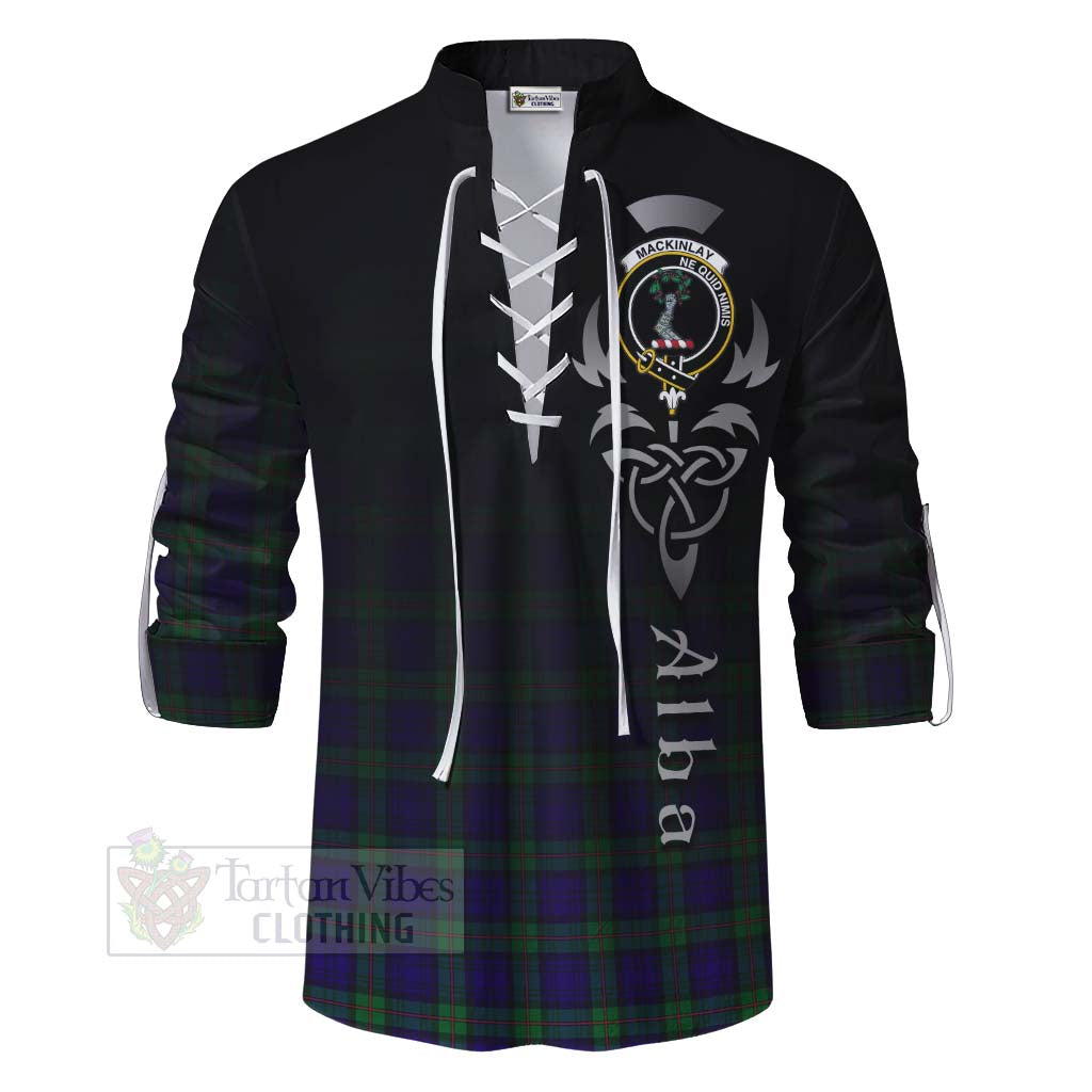 Tartan Vibes Clothing MacKinlay (McKinlay) Tartan Ghillie Kilt Shirt Featuring Alba Gu Brath Family Crest Celtic Inspired