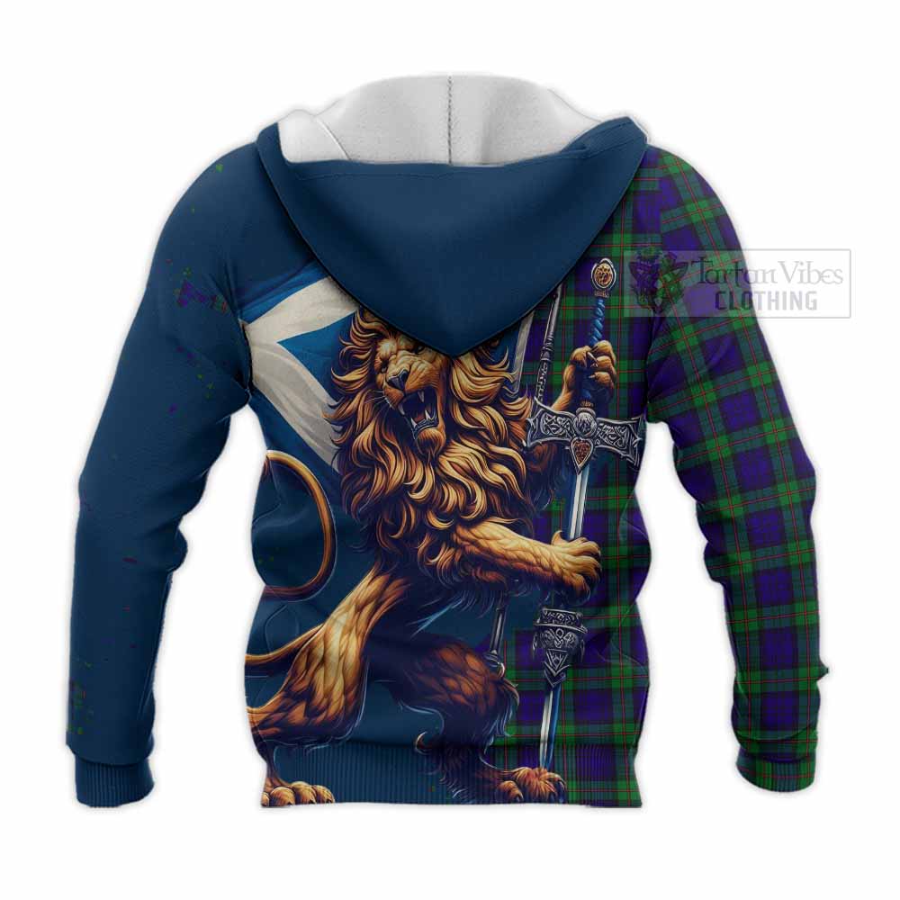 Tartan Vibes Clothing MacKinlay (McKinlay) Tartan Family Crest Knitted Hoodie with Scottish Majestic Lion