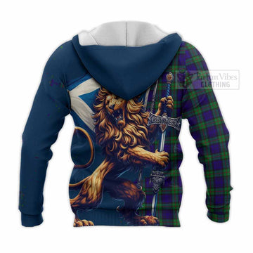 Tartan Vibes Clothing MacKinlay (McKinlay) Tartan Family Crest Knitted Hoodie with Scottish Majestic Lion