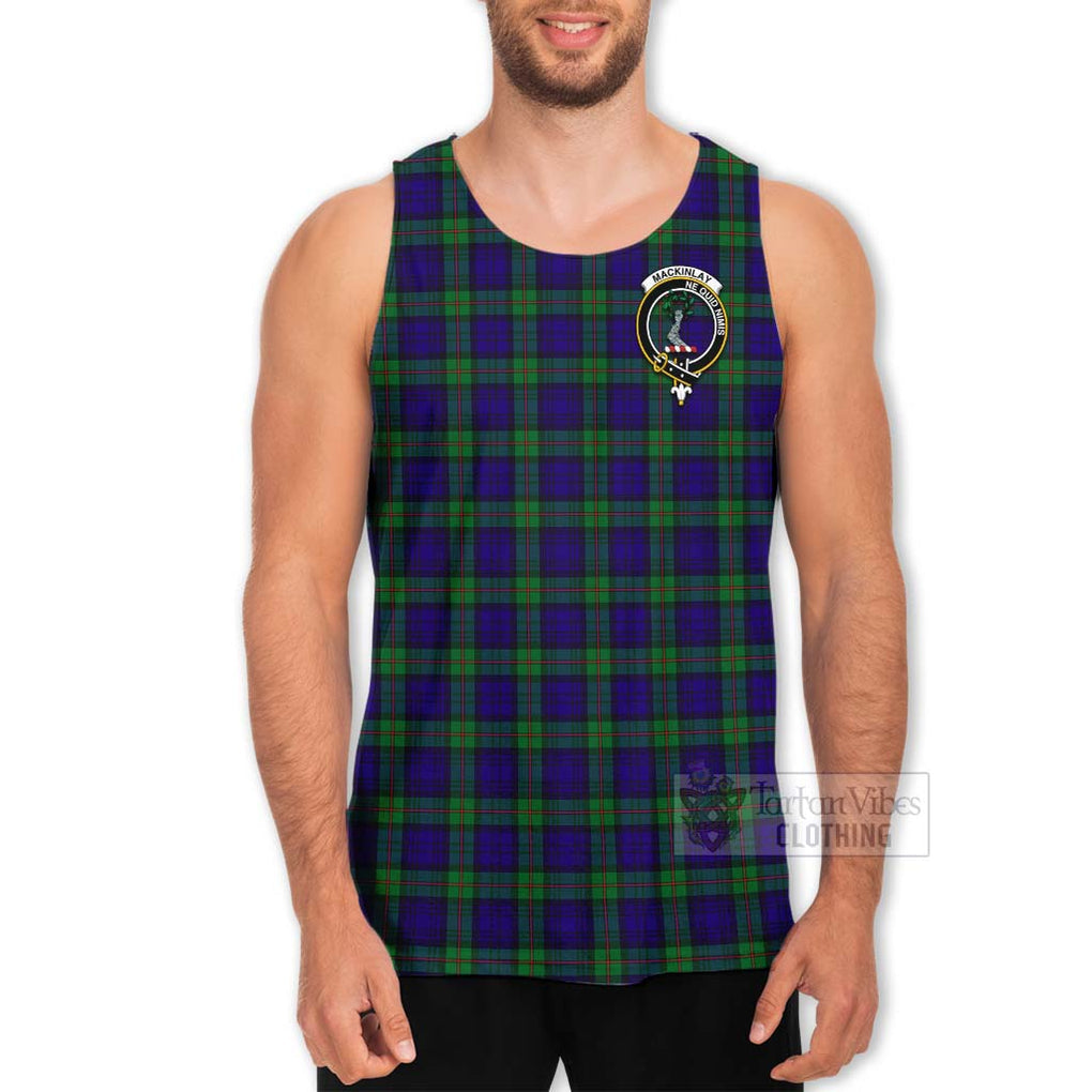 Tartan Vibes Clothing MacKinlay (McKinlay) Tartan Men's Tank Top with Family Crest and Bearded Skull Holding Bottles of Whiskey