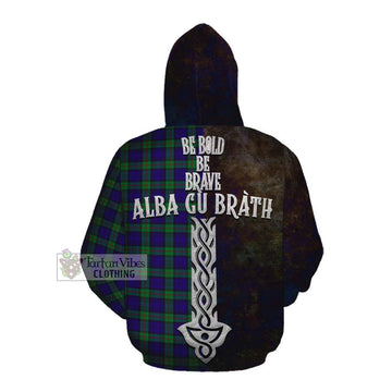 Tartan Vibes Clothing MacKinlay (McKinlay) Tartan Family Crest Cotton Hoodie Alba Gu Brath Be Brave Lion Ancient Style