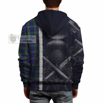 Tartan Vibes Clothing MacKinlay (McKinlay) Tartan Hoodie with Family Crest Cross Sword Thistle Celtic Vibes