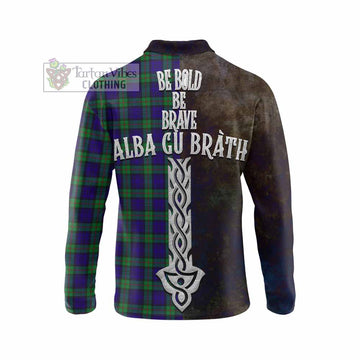 Tartan Vibes Clothing MacKinlay (McKinlay) Tartan Family Crest Long Sleeve Polo Shirt Alba Gu Brath Be Brave Lion Ancient Style