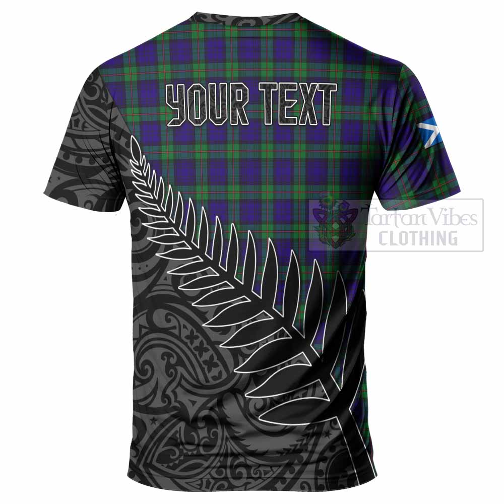 Tartan Vibes Clothing MacKinlay (McKinlay) Crest Tartan T-Shirt with New Zealand Silver Fern Half Style