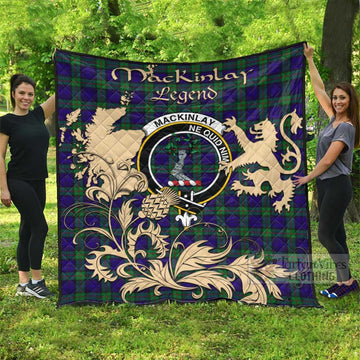 Tartan Vibes Clothing MacKinlay (McKinlay) Tartan Quilt with Family Crest and Scottish Symbol Style