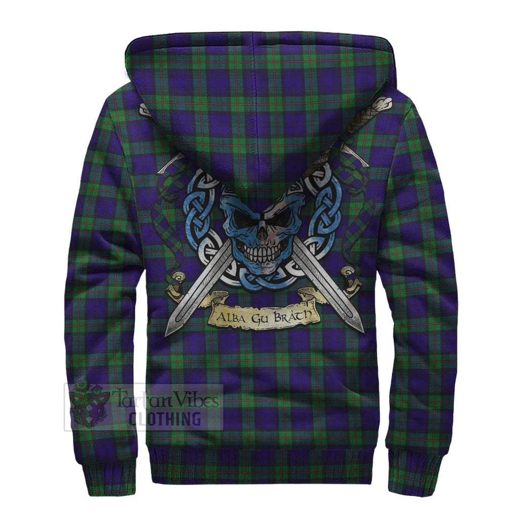 Tartan Vibes Clothing MacKinlay (McKinlay) Tartan Sherpa Hoodie with Family Crest Celtic Skull Style
