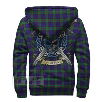 Tartan Vibes Clothing MacKinlay (McKinlay) Tartan Sherpa Hoodie with Family Crest Celtic Skull Style