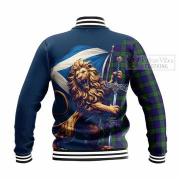 Tartan Vibes Clothing MacKinlay (McKinlay) Tartan Family Crest Baseball Jacket with Scottish Majestic Lion