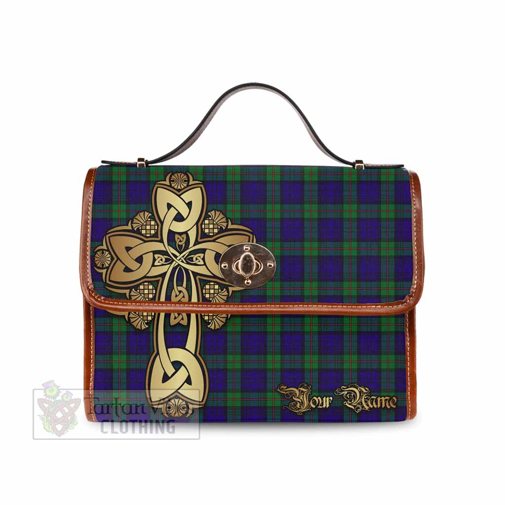 Tartan Vibes Clothing MacKinlay (McKinlay) Tartan Waterproof Canvas Bag Golden Thistle Celtic Cross Style