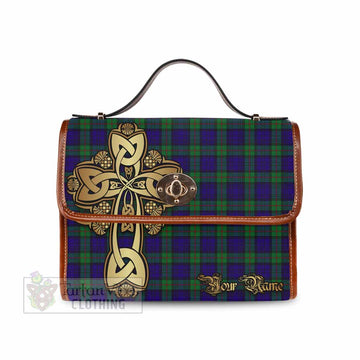 Tartan Vibes Clothing MacKinlay (McKinlay) Tartan Waterproof Canvas Bag Golden Thistle Celtic Cross Style