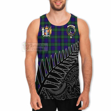 Tartan Vibes Clothing MacKinlay (McKinlay) Crest Tartan Men's Tank Top with New Zealand Silver Fern Half Style