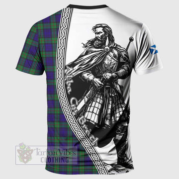 Tartan Vibes Clothing MacKinlay (McKinlay) Tartan Clan Crest T-Shirt with Highlander Warrior Celtic Style