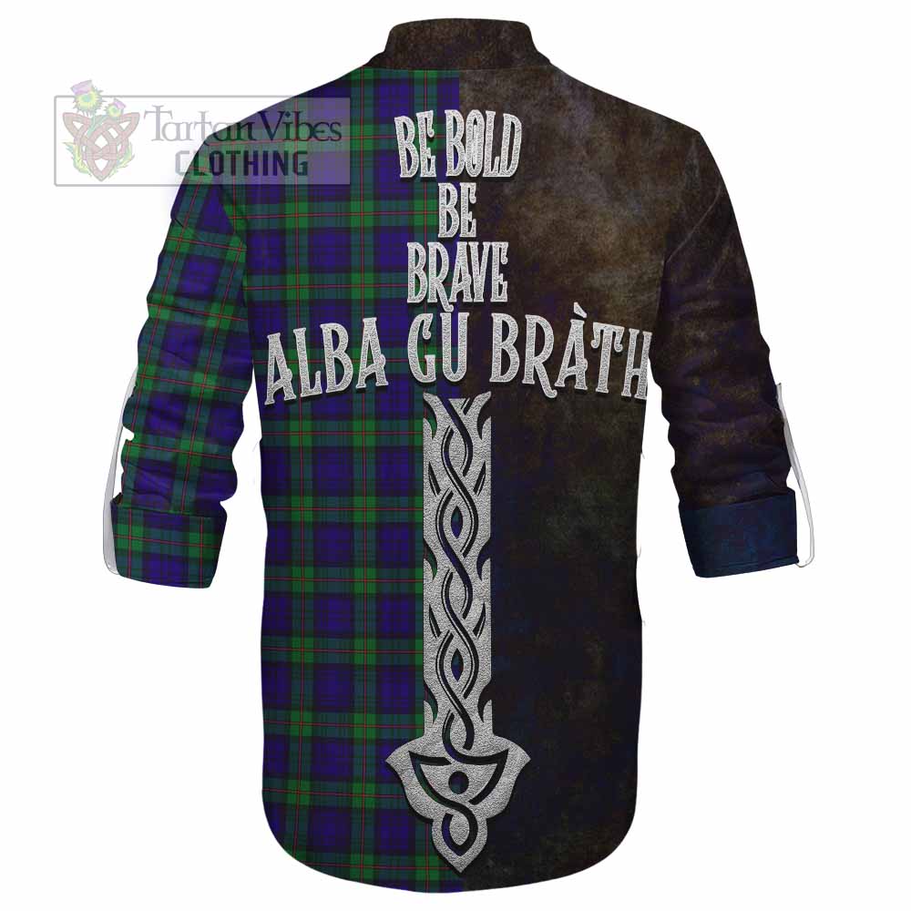 Tartan Vibes Clothing MacKinlay (McKinlay) Tartan Family Crest Ghillie Kilt Shirt Alba Gu Brath Be Brave Lion Ancient Style