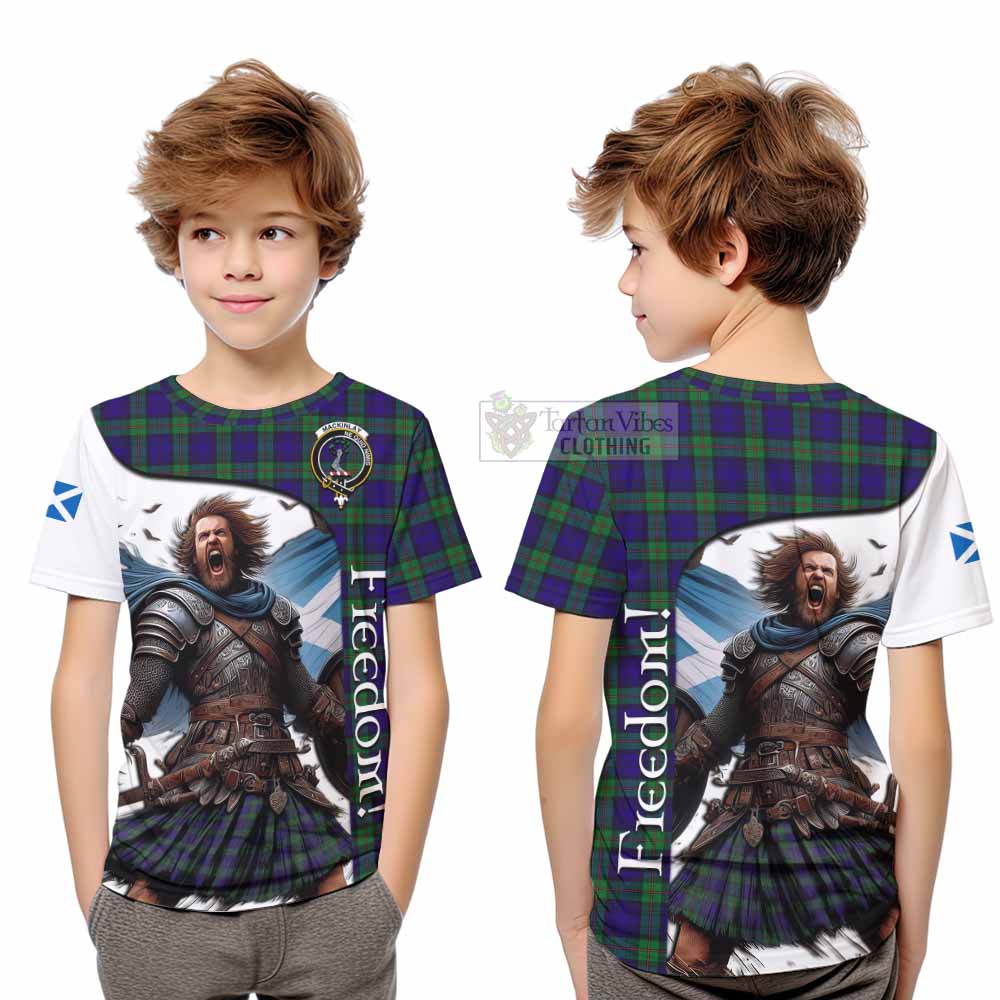 Tartan Vibes Clothing MacKinlay (McKinlay) Crest Tartan Kid T-Shirt Inspired by the Freedom of Scottish Warrior