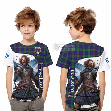 Tartan Vibes Clothing MacKinlay (McKinlay) Crest Tartan Kid T-Shirt Inspired by the Freedom of Scottish Warrior