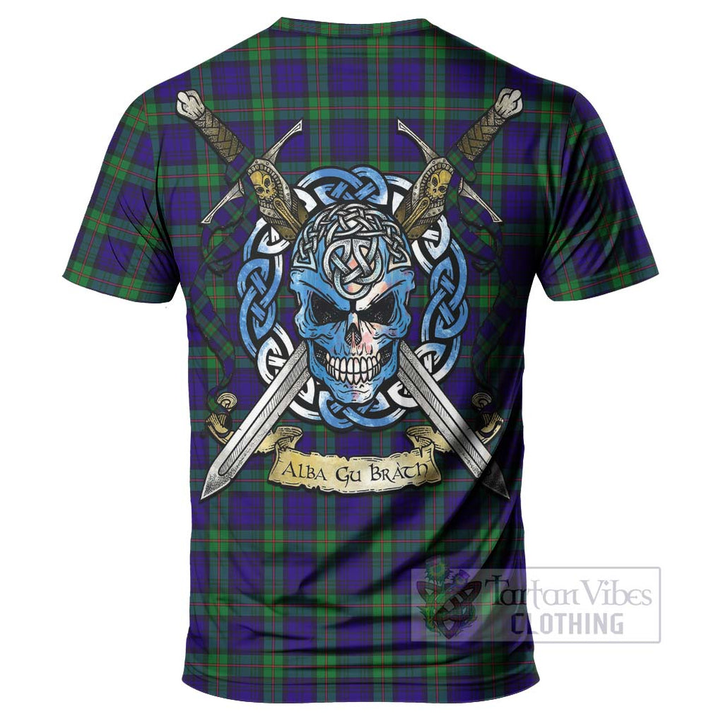 Tartan Vibes Clothing MacKinlay (McKinlay) Tartan T-Shirt with Family Crest Celtic Skull Style