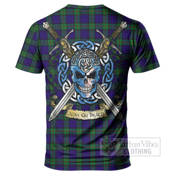 Tartan Vibes Clothing MacKinlay (McKinlay) Tartan T-Shirt with Family Crest Celtic Skull Style