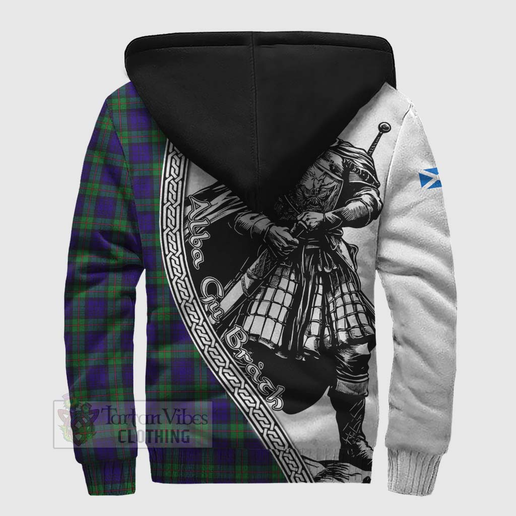 Tartan Vibes Clothing MacKinlay (McKinlay) Tartan Clan Crest Sherpa Hoodie with Highlander Warrior Celtic Style