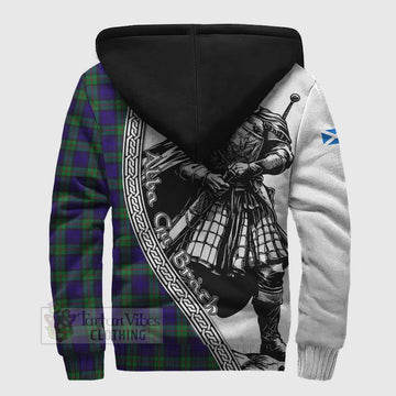 Tartan Vibes Clothing MacKinlay (McKinlay) Tartan Clan Crest Sherpa Hoodie with Highlander Warrior Celtic Style