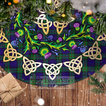 Tartan Vibes Clothing MacKinlay (McKinlay) Tartan Christmas Tree Skirt with Thistle Celtic Knot Style