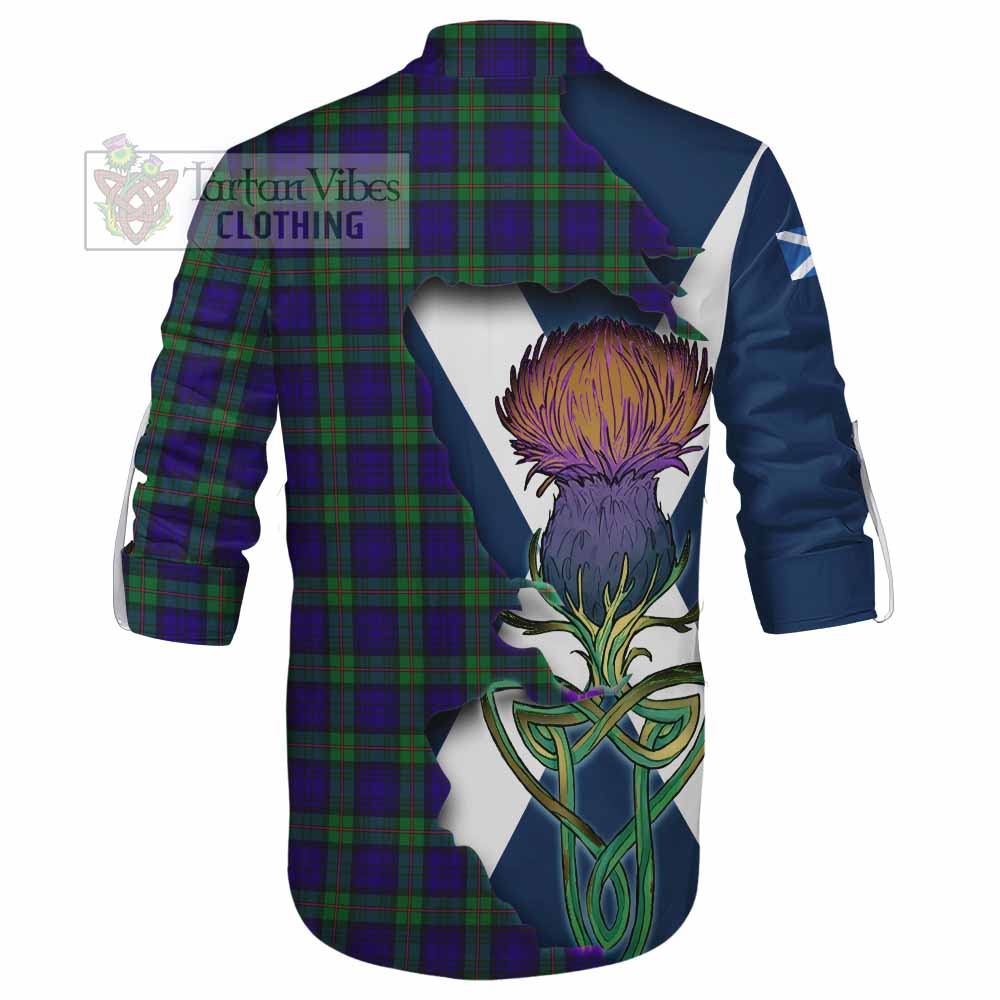 Tartan Vibes Clothing MacKinlay (McKinlay) Tartan Family Crest Ghillie Kilt Shirt Scottish Thistle Celtic Inspired