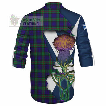 Tartan Vibes Clothing MacKinlay (McKinlay) Tartan Family Crest Ghillie Kilt Shirt Scottish Thistle Celtic Inspired