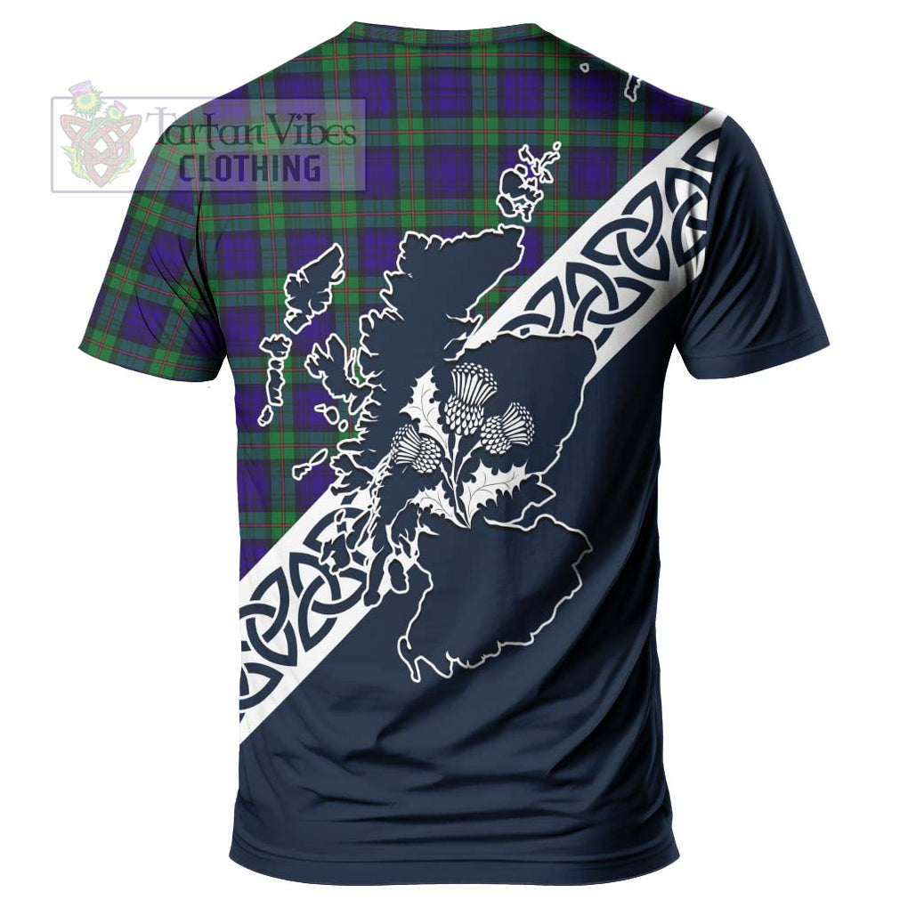 MacKinlay (McKinlay) Tartan T-Shirt Featuring Thistle and Scotland Map
