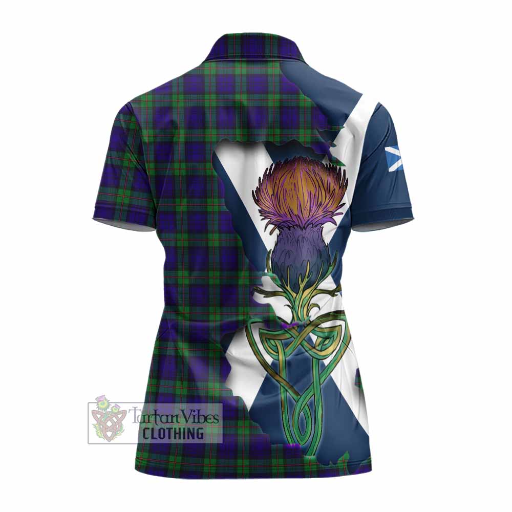 Tartan Vibes Clothing MacKinlay (McKinlay) Tartan Family Crest Women's Polo Shirt Scottish Thistle Celtic Inspired