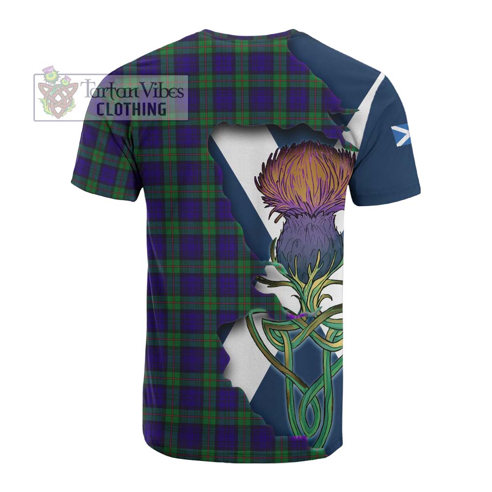 Tartan Vibes Clothing MacKinlay (McKinlay) Tartan Family Crest Cotton T-shirt Scottish Thistle Celtic Inspired