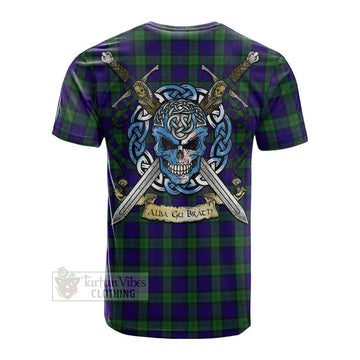 MacKinlay (McKinlay) Tartan Cotton T-shirt with Family Crest Celtic Skull Style