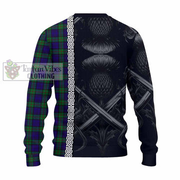 Tartan Vibes Clothing MacKinlay (McKinlay) Tartan Knitted Sweater with Family Crest Cross Sword Thistle Celtic Vibes