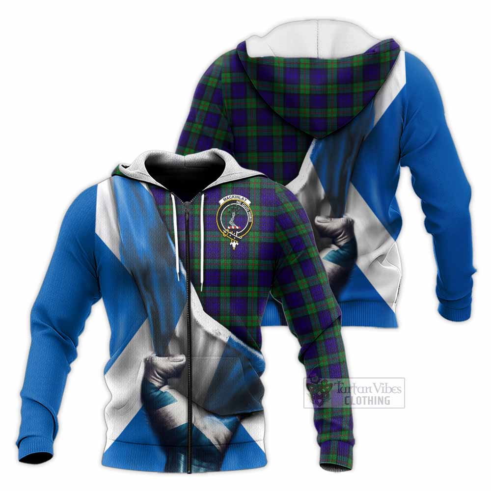 Tartan Vibes Clothing MacKinlay (McKinlay) Tartan Knitted Hoodie with Family Crest Scotland Patriotic Style