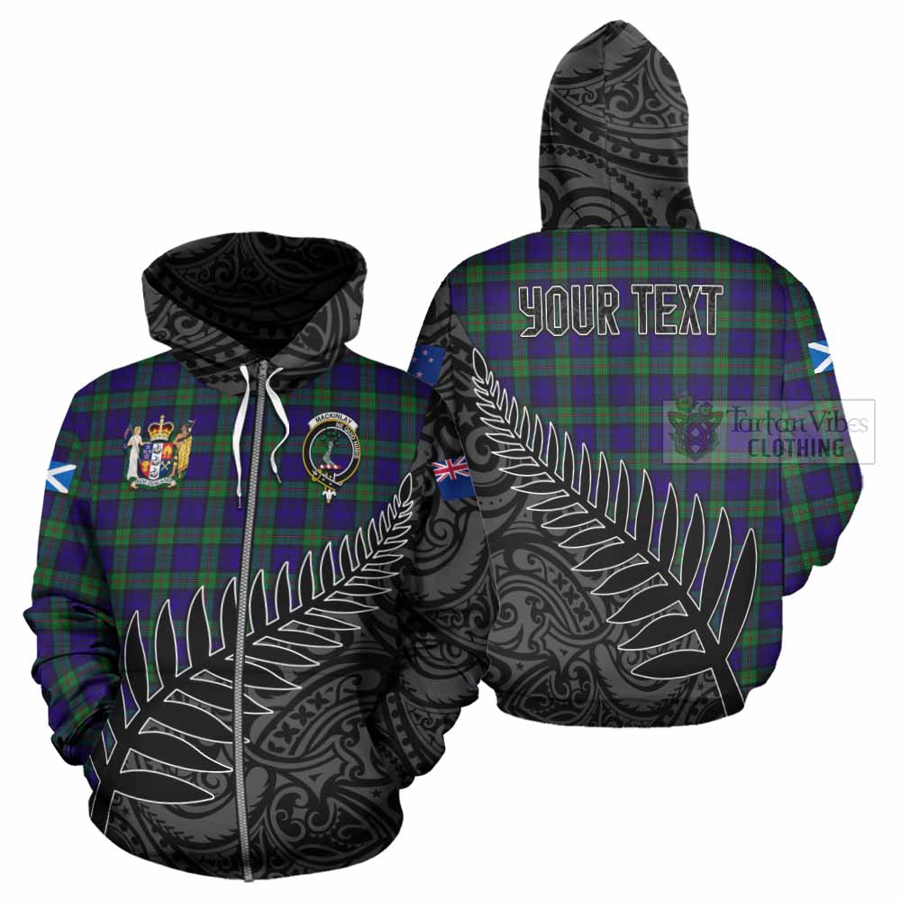 Tartan Vibes Clothing MacKinlay (McKinlay) Crest Tartan Hoodie with New Zealand Silver Fern Half Style