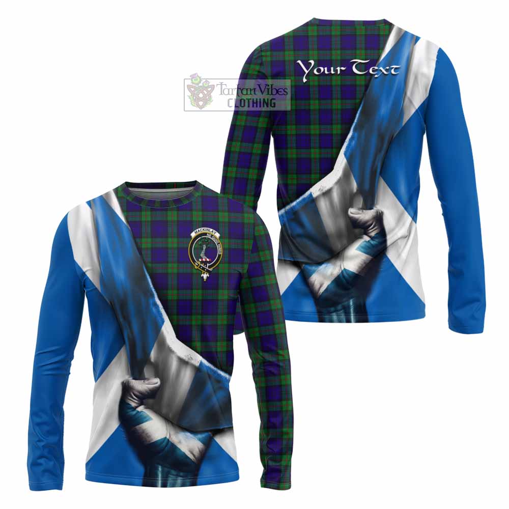 Tartan Vibes Clothing MacKinlay (McKinlay) Tartan Long Sleeve T-Shirt with Family Crest Scotland Patriotic Style
