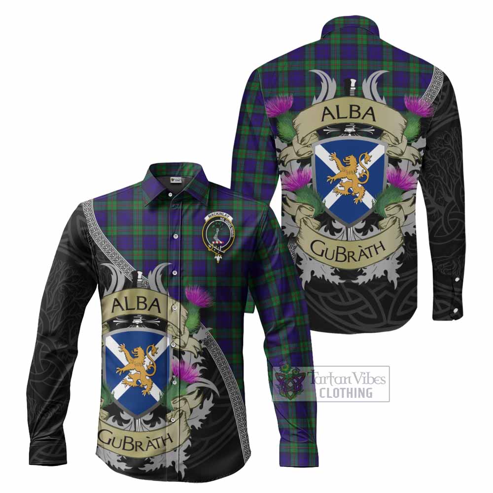 Tartan Vibes Clothing MacKinlay (McKinlay) Tartan Family Crest Long Sleeve Button Shirt Lion Rampant Royal Thistle Shield Celtic Inspired