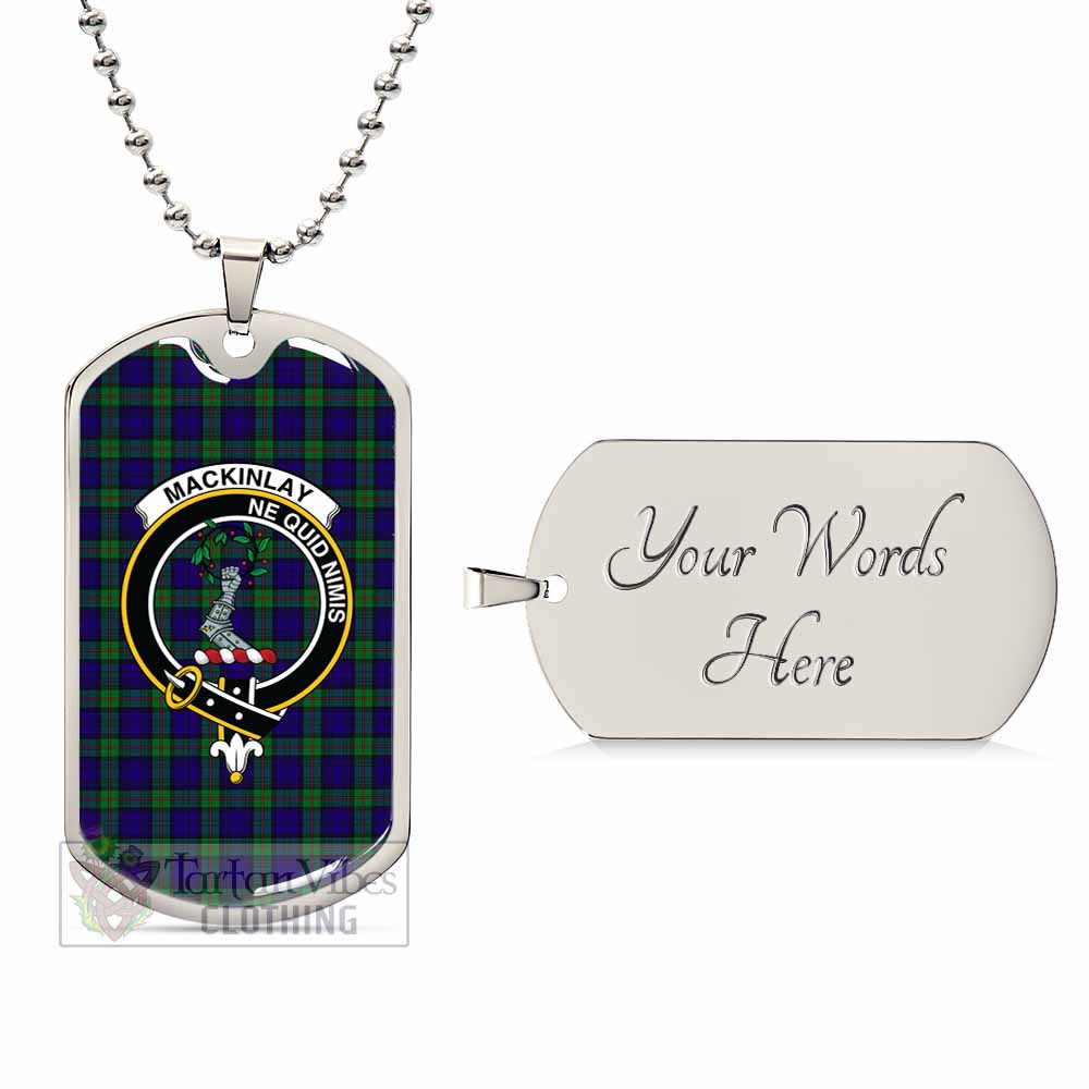 Tartan Vibes Clothing MacKinlay (McKinlay) Tartan Dog Tag Necklace with Family Crest