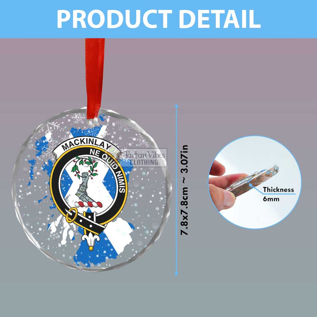 Tartan Vibes Clothing MacKinlay (McKinlay) Clan Crest Christmas Glass Ornament with Scotland Map
