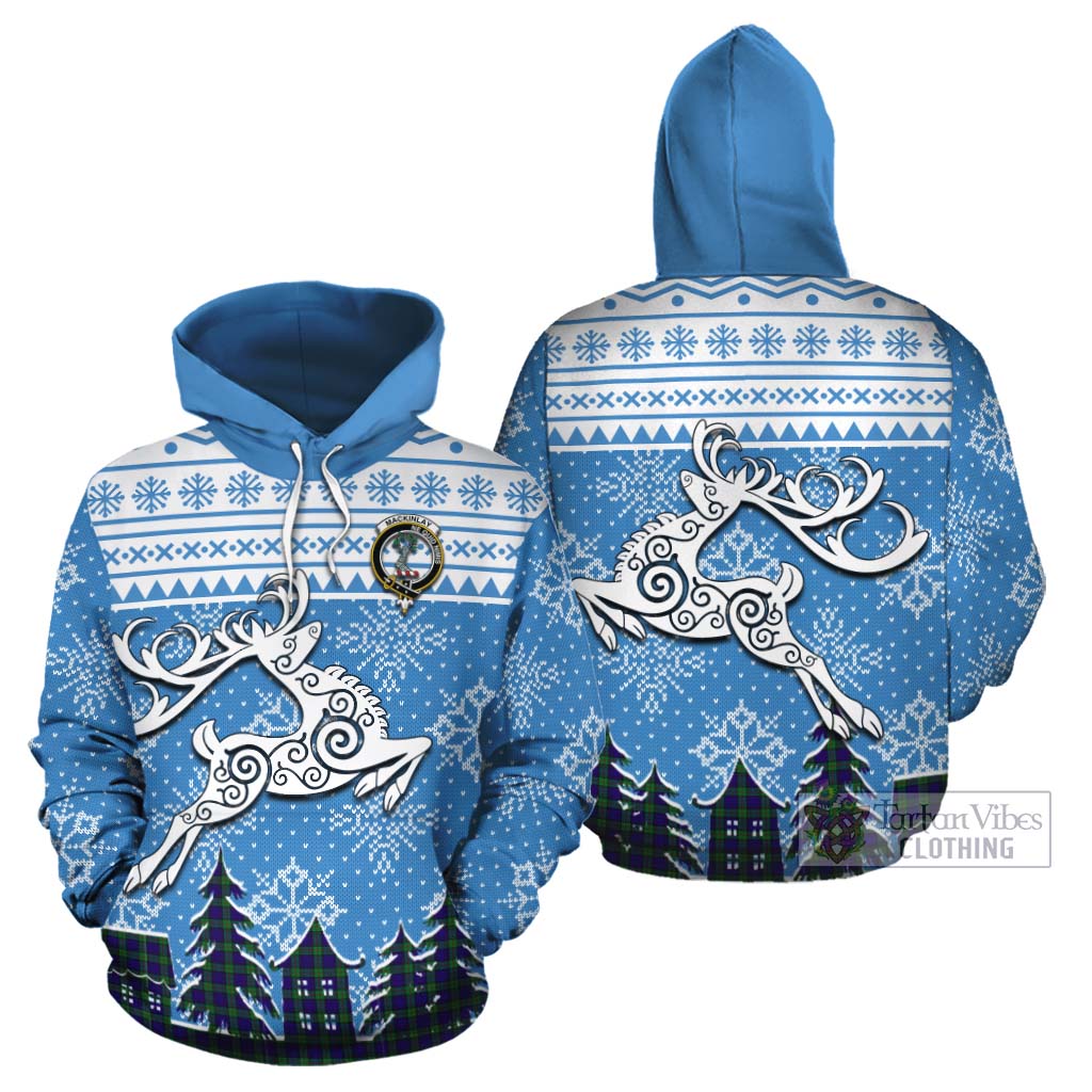 Tartan Vibes Clothing MacKinlay (McKinlay) Clan Christmas Cotton Hoodie Celtic Reindeer Style