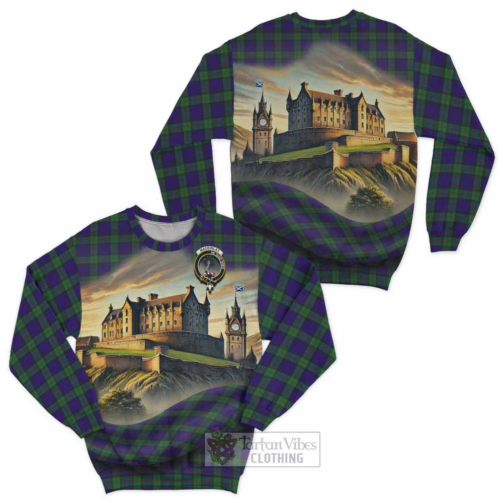 Tartan Vibes Clothing MacKinlay (McKinlay) Tartan Family Crest Sweatshirt with Scottish Ancient Castle Style
