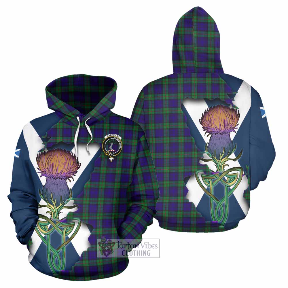 Tartan Vibes Clothing MacKinlay (McKinlay) Tartan Family Crest Hoodie Scottish Thistle Celtic Inspired