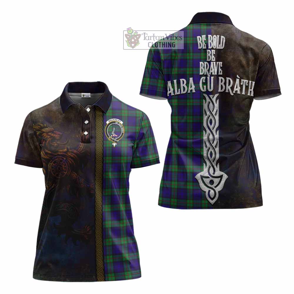 Tartan Vibes Clothing MacKinlay (McKinlay) Tartan Family Crest Women's Polo Shirt Alba Gu Brath Be Brave Lion Ancient Style